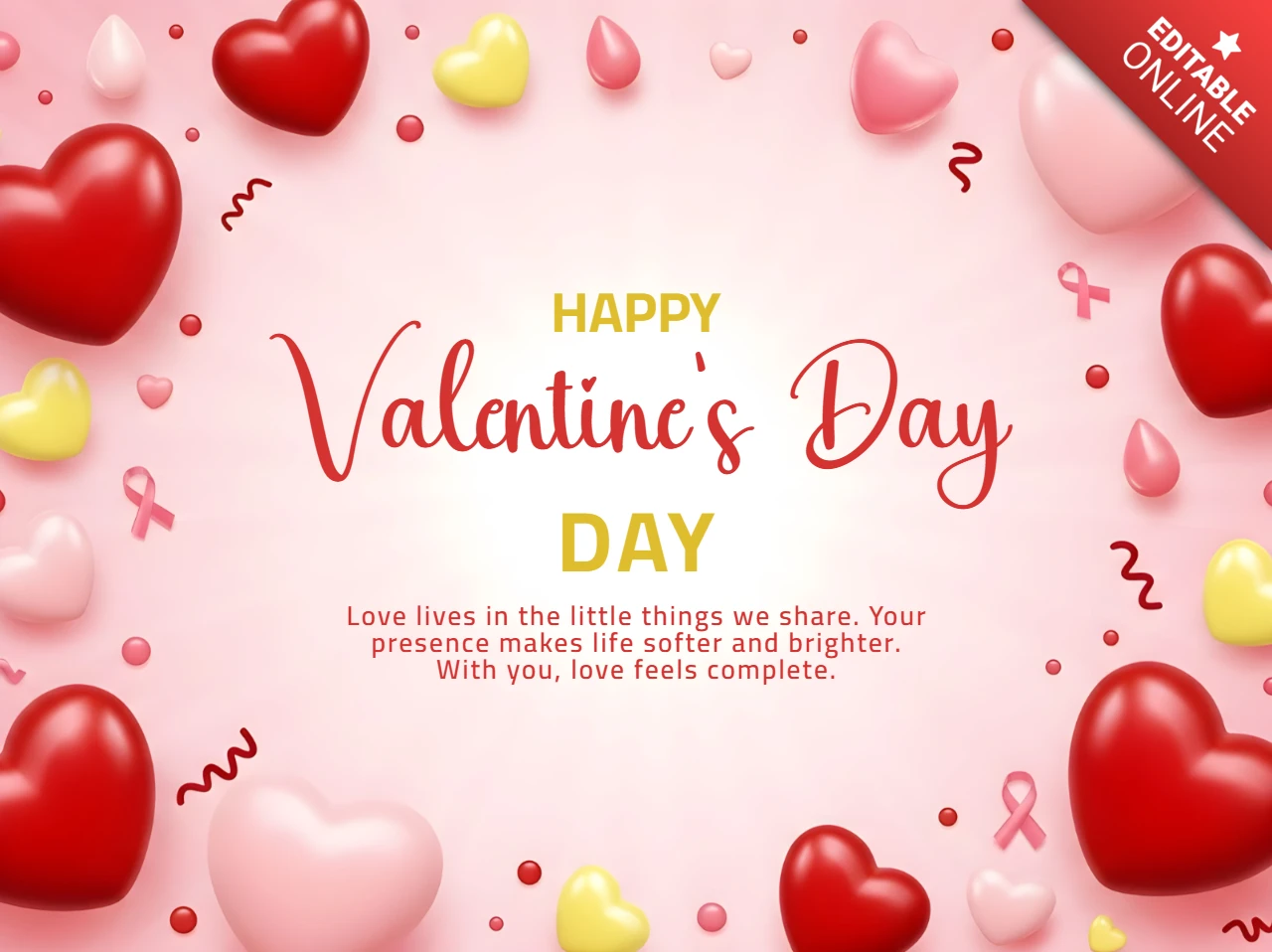 Valentine's Day Heart Design Template for Greeting Cards