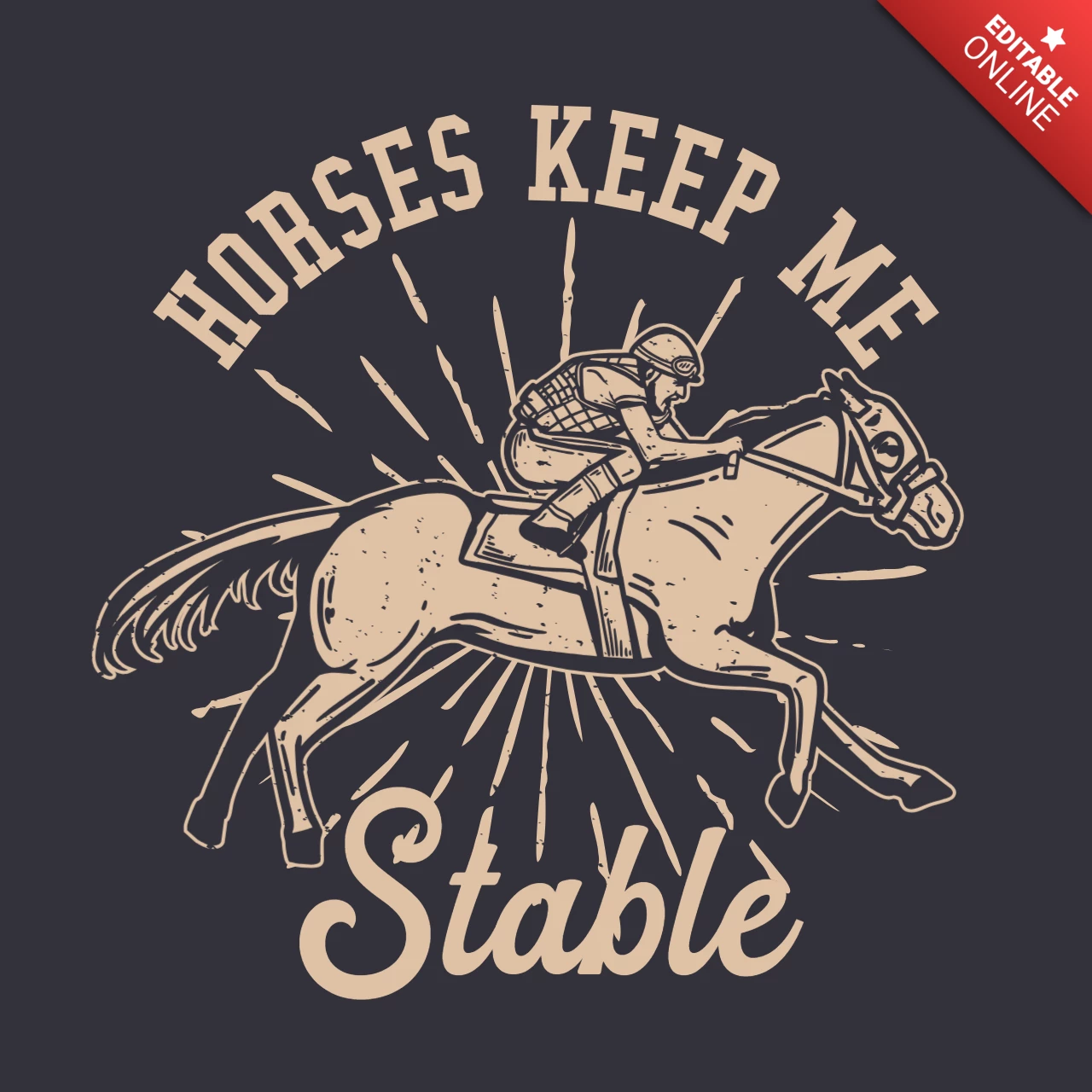 Man Riding Horse Vintage T-shirt Design Template
