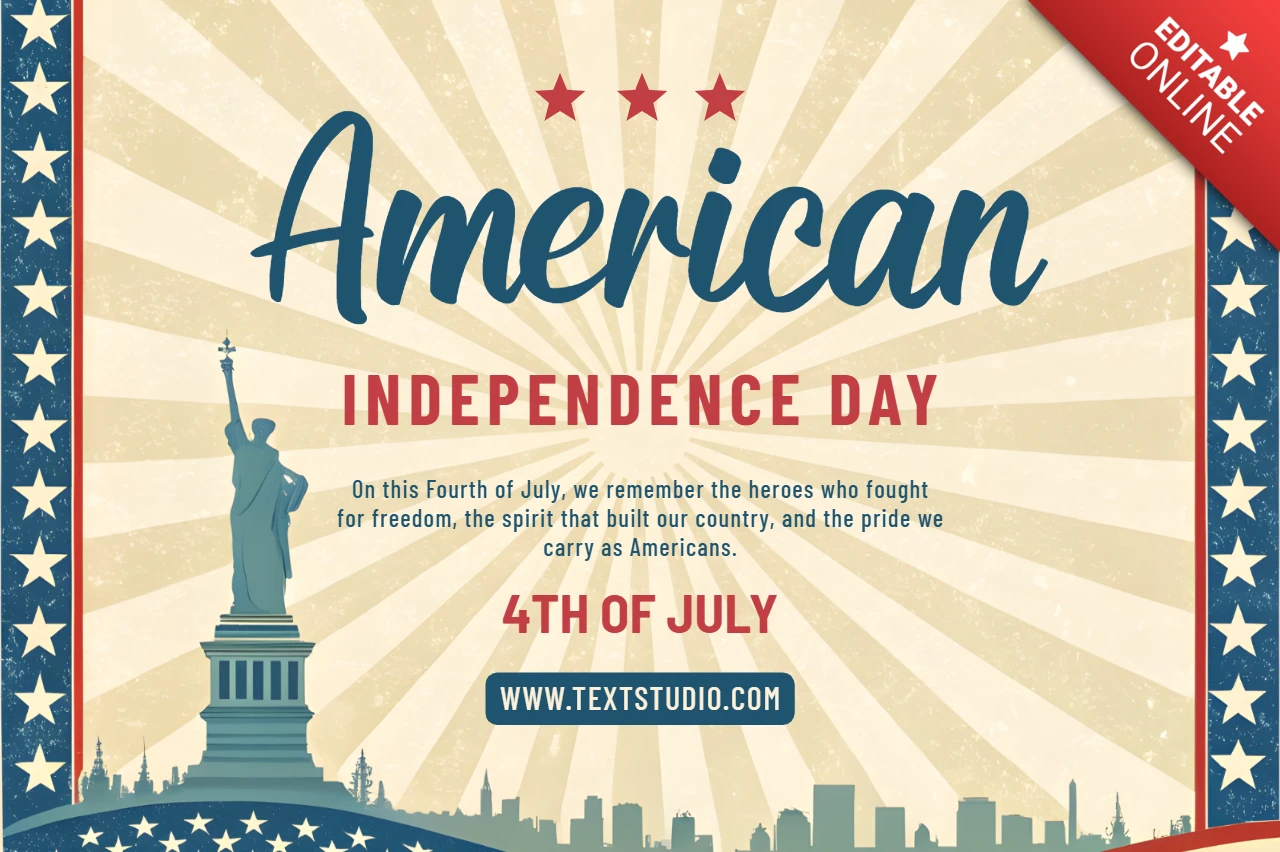 Plantilla de celebración del día de la independencia americana con diseño de la estatua de la libertad.