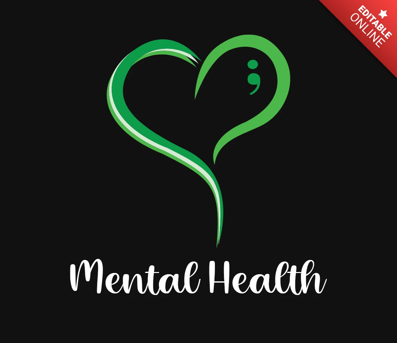 Plantilla de diseño de camiseta de concienciación sobre la salud mental Heart