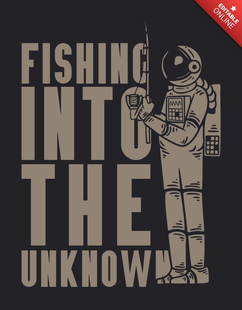 Modello di poster vintage per astronauta pescatore