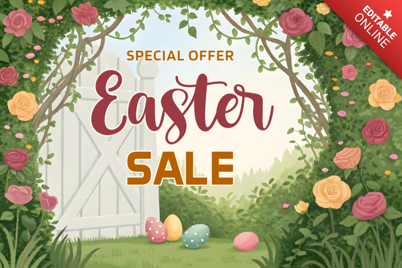 Spring Floral Easter Sale Design Template with Special Offer