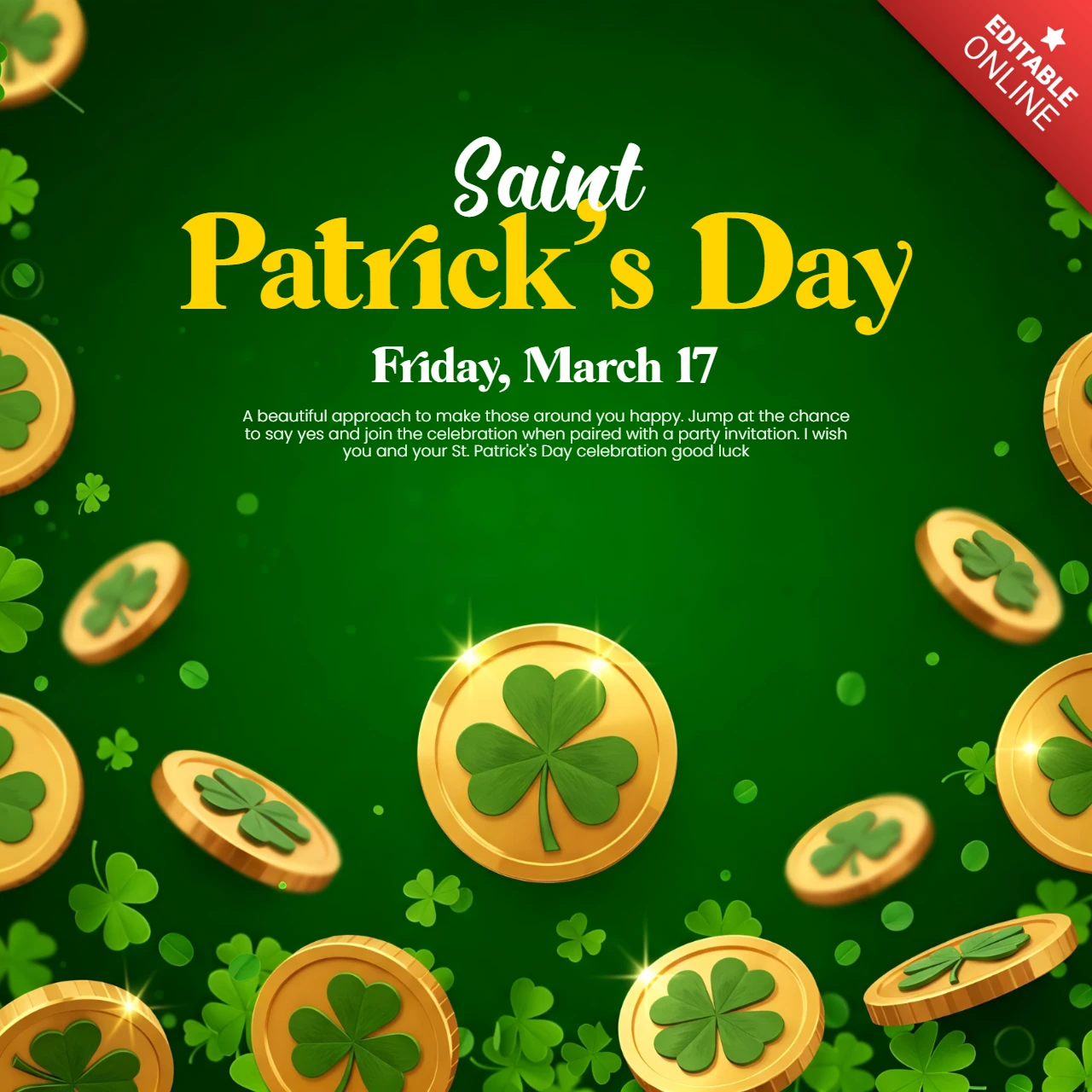 Saint patrick's day Social Media Post Vorlage grün festlich bearbeitbares Design