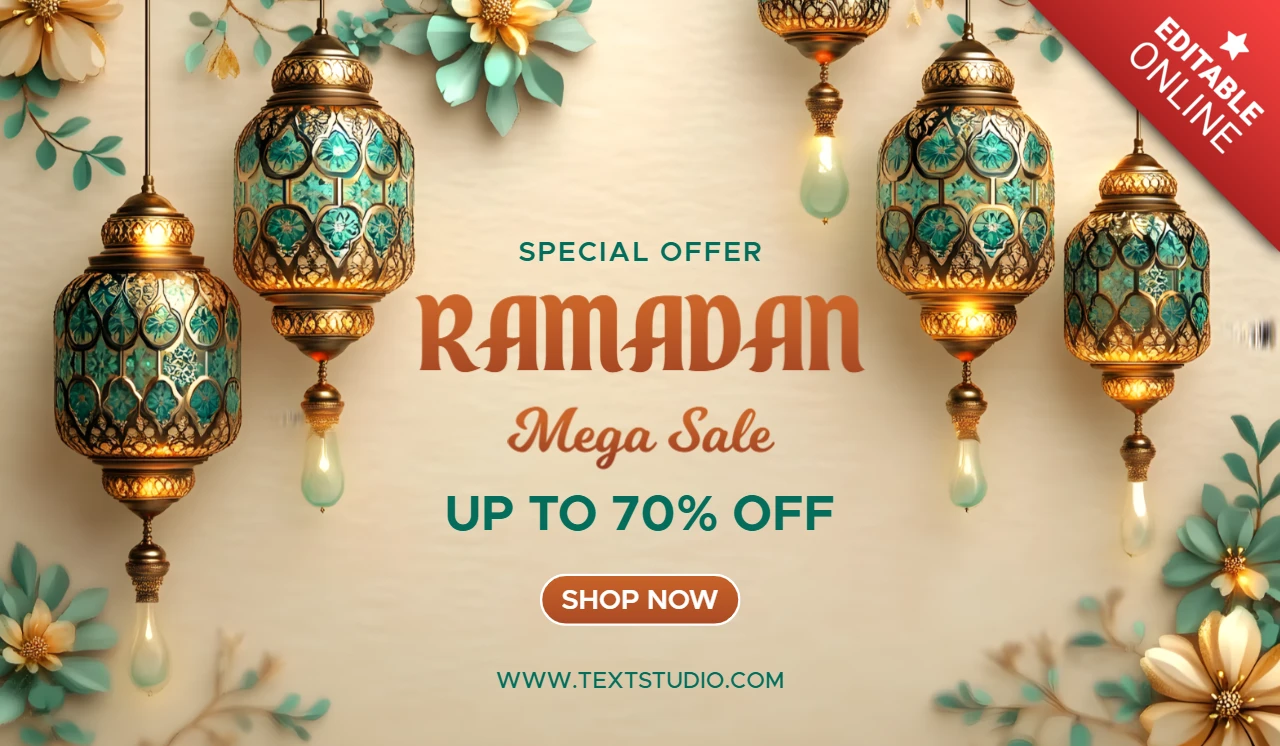Design elegante de modelo de venda do Ramadã com lanternas e detalhes florais