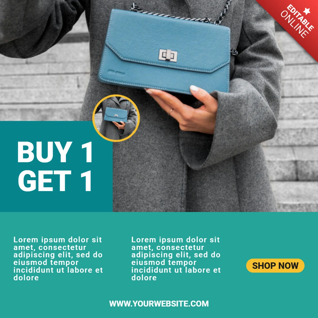 Turquoise Advertising Collage Social Media Post Design Template