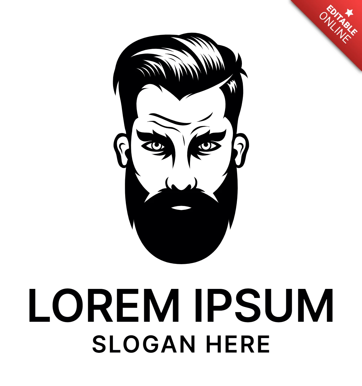 Angry Beard Man Logo Design Template