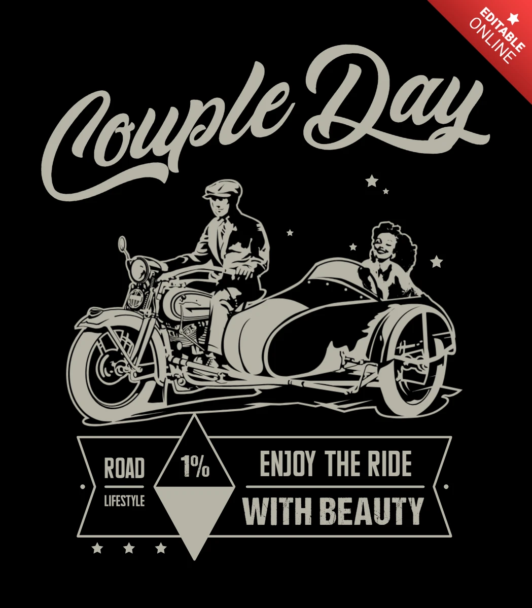 Motorrad seitenwagen vintage t-shirt design vorlage