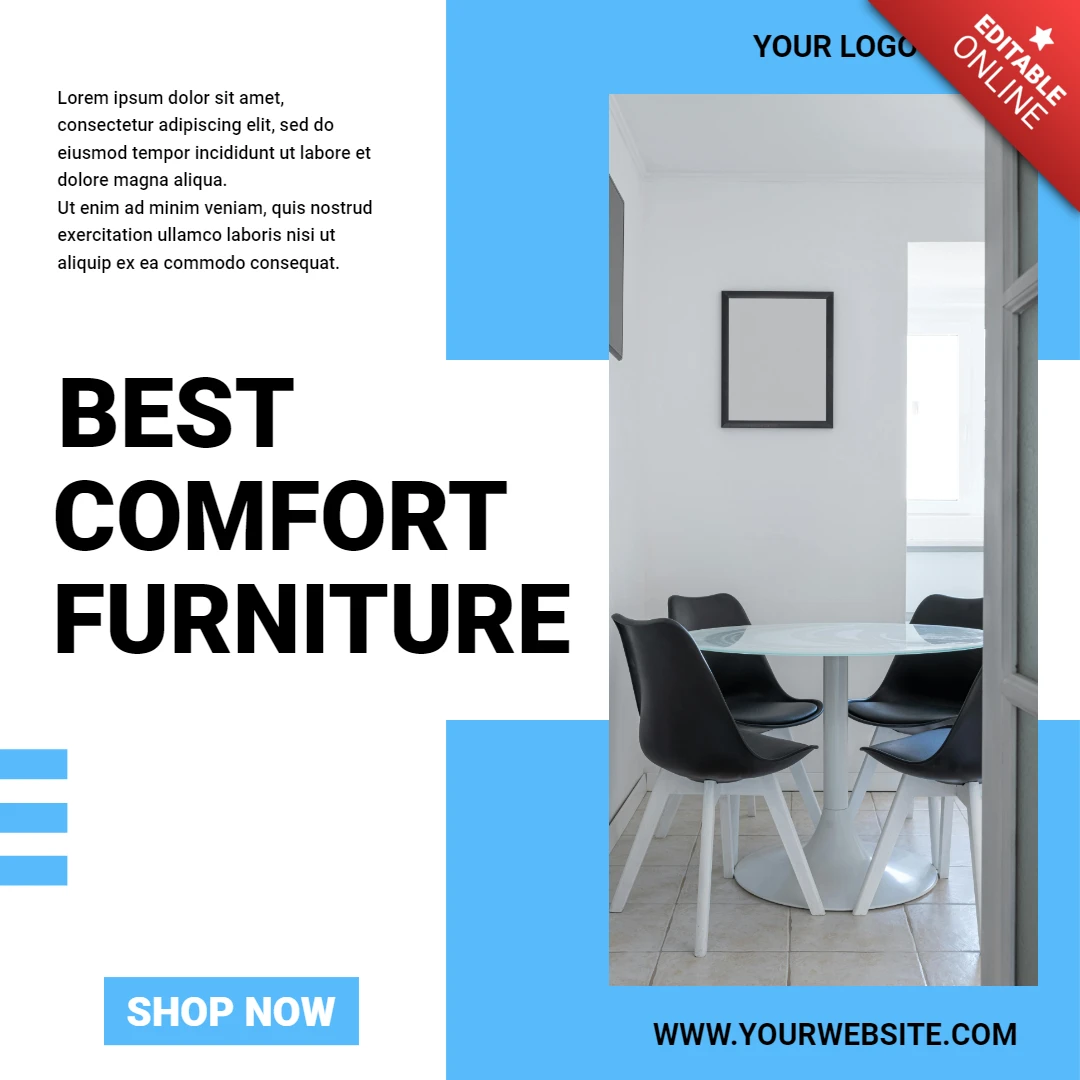 Modelo de design de post comercial de mídia social de colagem geométrica azul