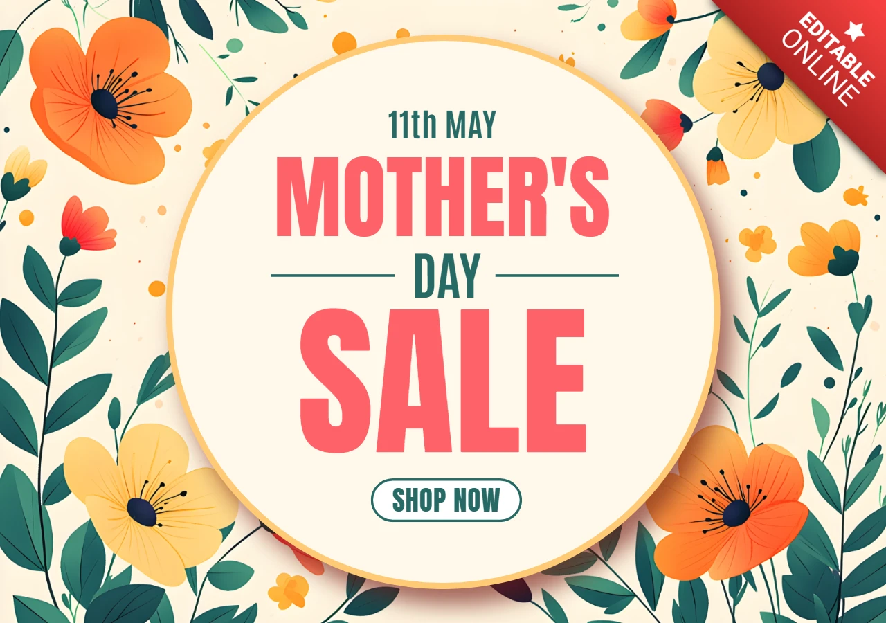 Floral Mother's Day Sale Template Design – Editable Spring Promotion