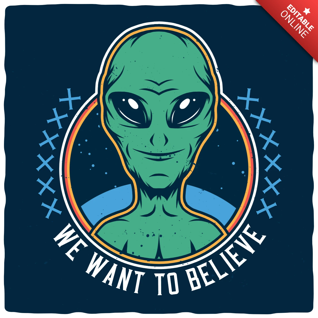 Wir wollen glauben, niedlich alien t-shirt design vorlage