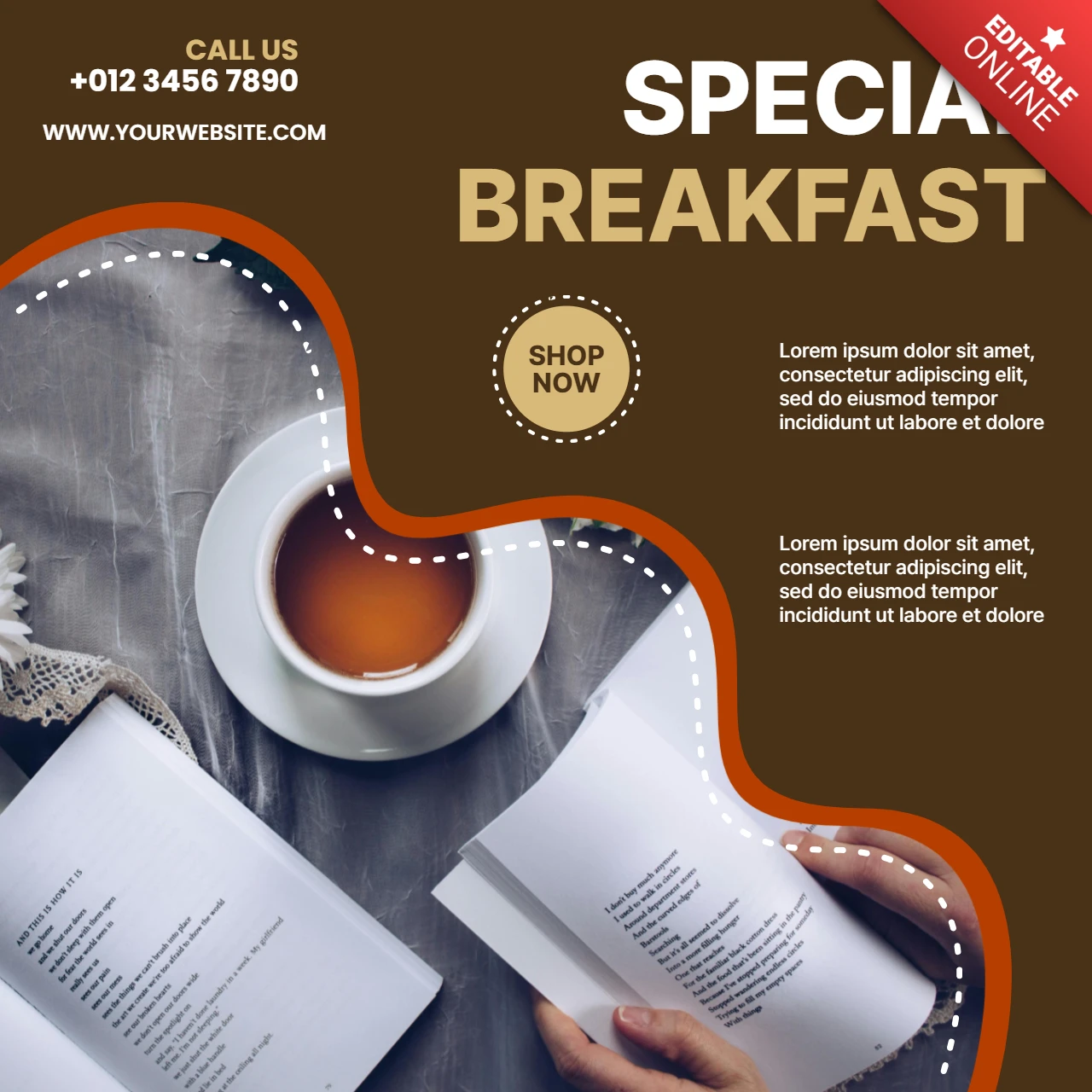 Spécial petit déjeuner café vente instagram post design template