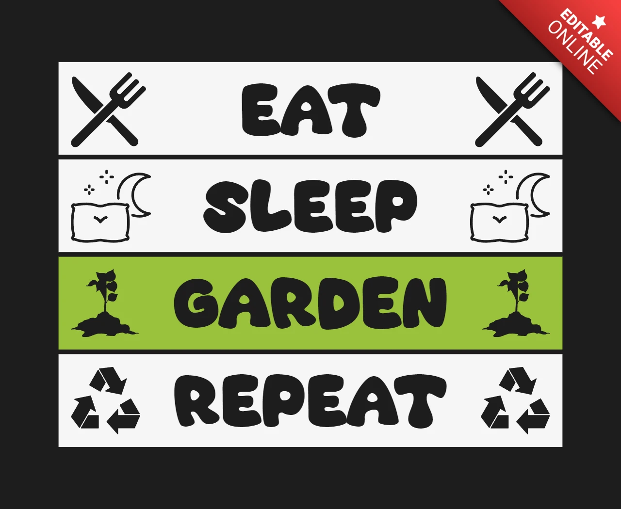 Eat Sleep Garden Repeat T-shirt Design Template