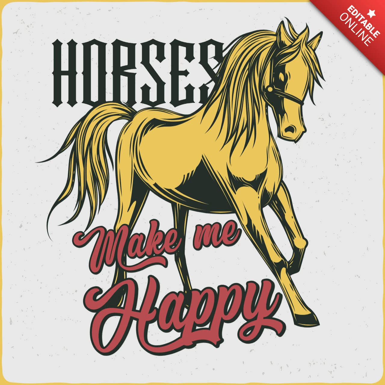 Paarden maken me blij t-shirt ontwerpsjabloon