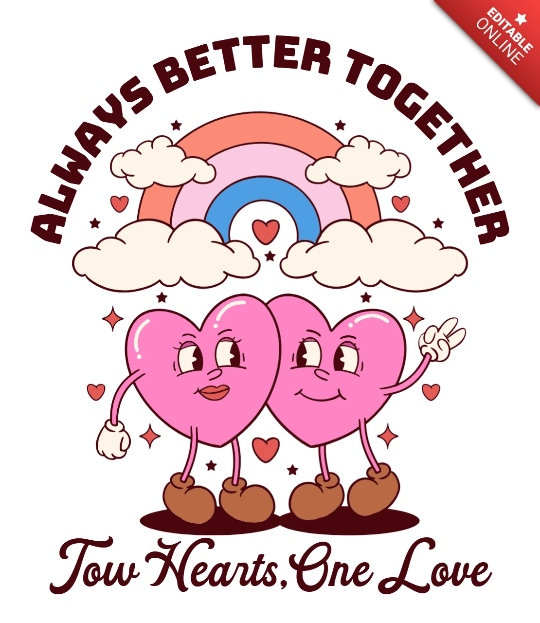 Valentine's Day Love Hearts Design Template for T-Shirt