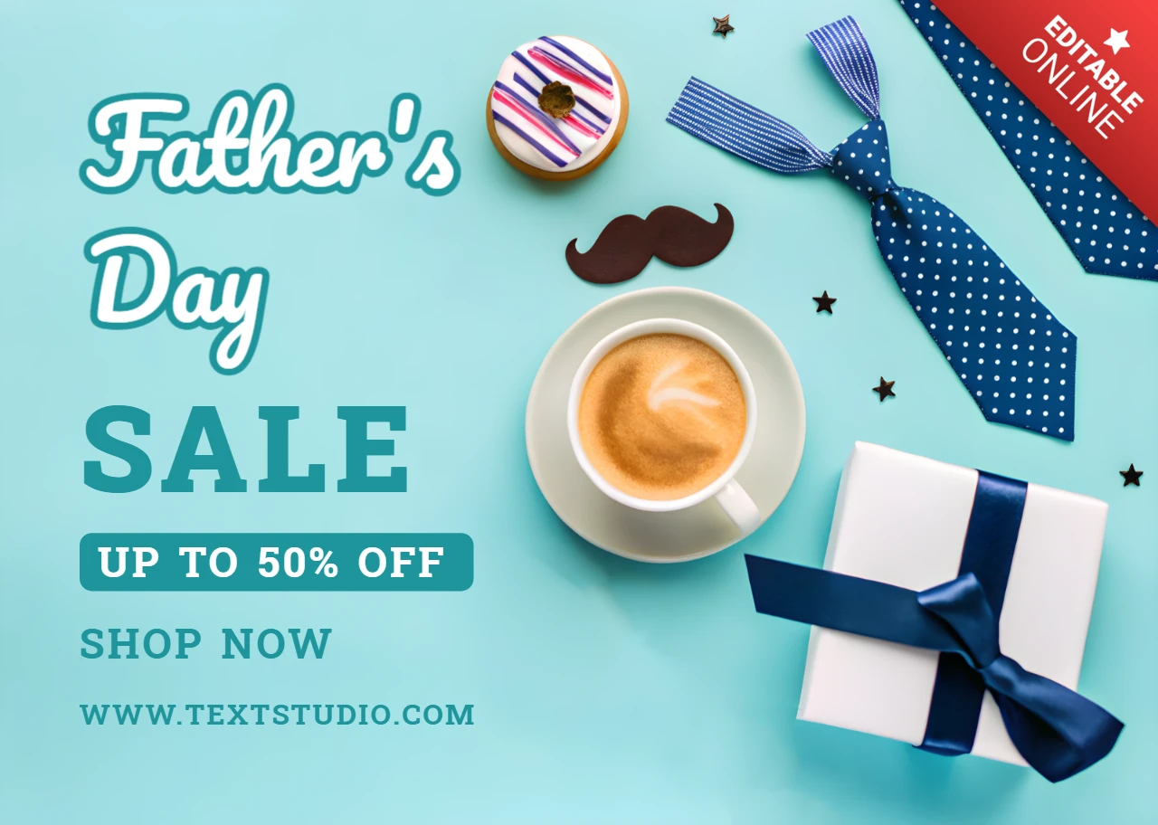 Father's Day Gift and Breakfast Design for Wishes Card Template