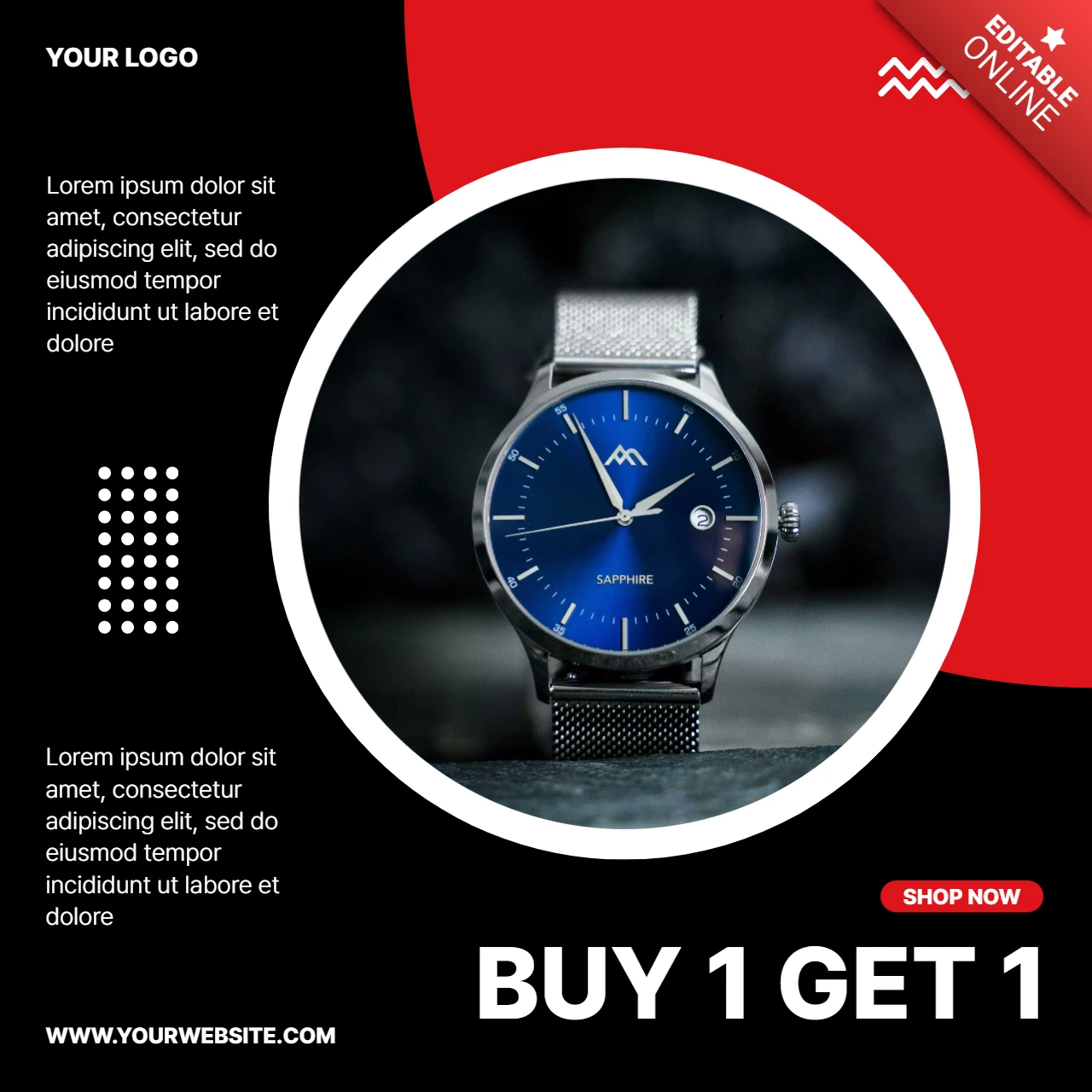 Watch store sale social media post design template