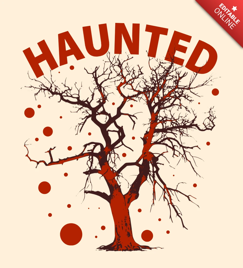 Haunted Tree Design Template for Halloween Apparel