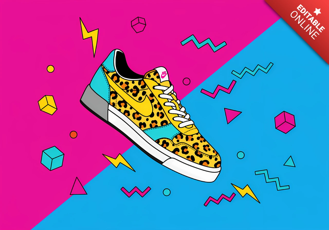 Żywy szablon projektu sneakersów dla modnego brandingu obuwia