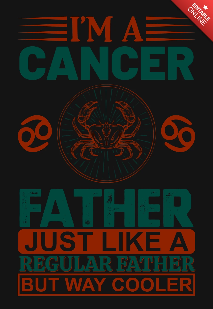 Ich bin ein krebs vater sternzeichen t-shirt design vorlage