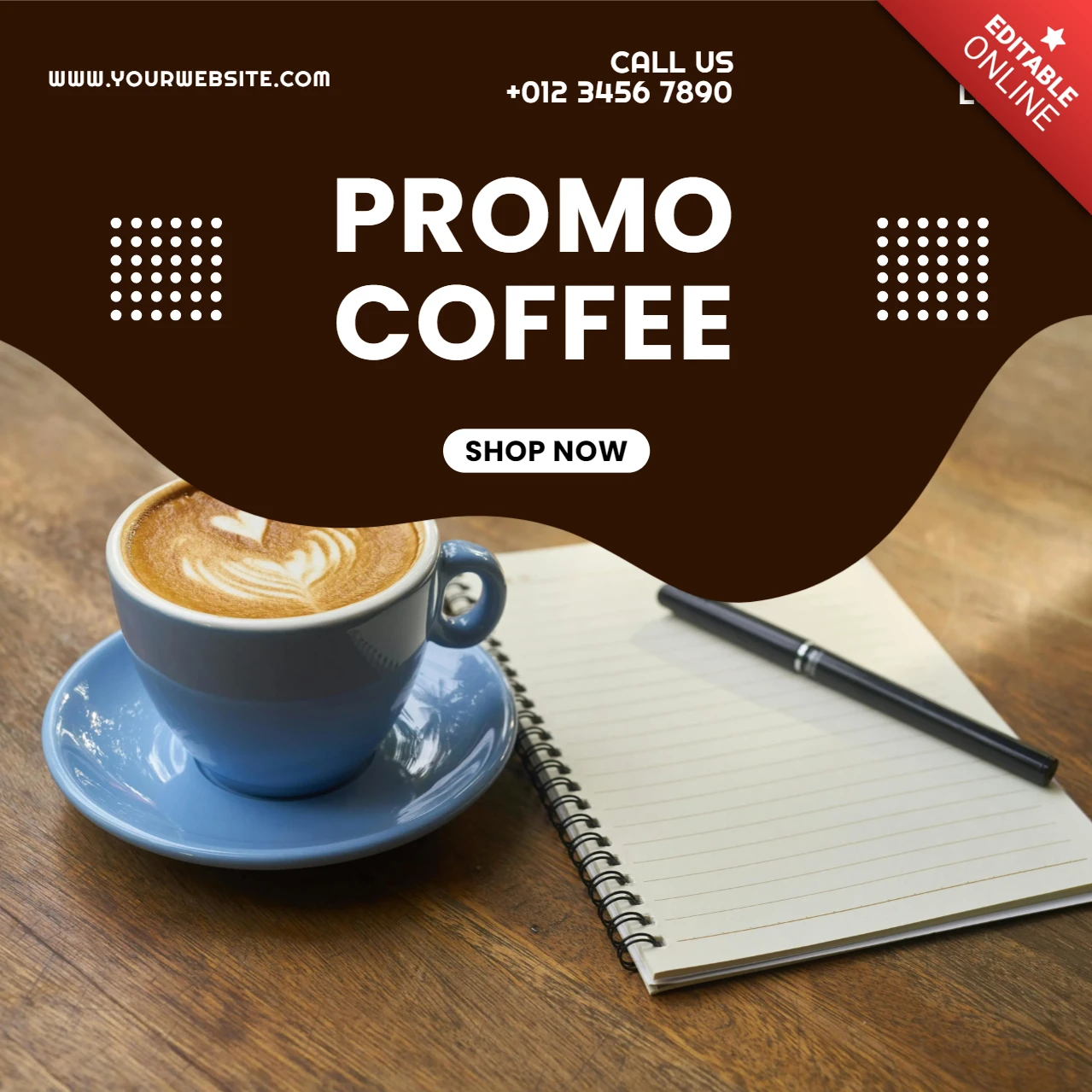 Coffee Shop Promotion Social Media Post Design Vorlage