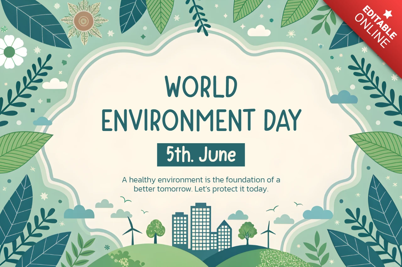 Green Foliage Design Template for World Environment Day Celebration