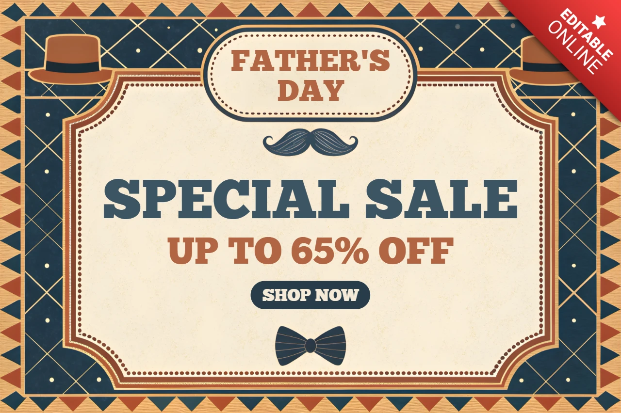 Vintage Father's Day Sale Template - Editable Design for Special Offers