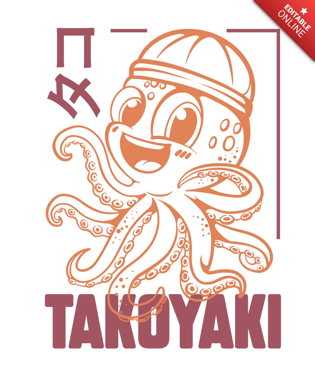 Whimsical Octopus Takoyaki Design Template for Fun Food Branding