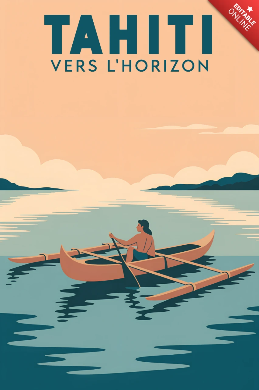 Affiche de voyage vintage de Tahiti, modèle de design pour art mural