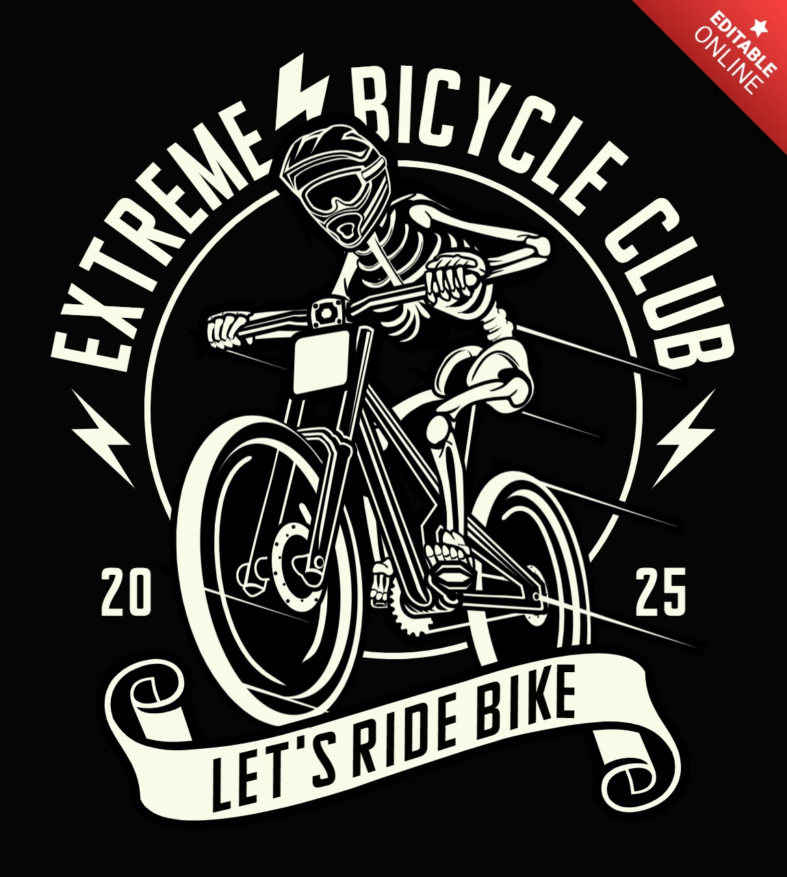 Extreme Moutain Bike Skeleton T-shirt Template