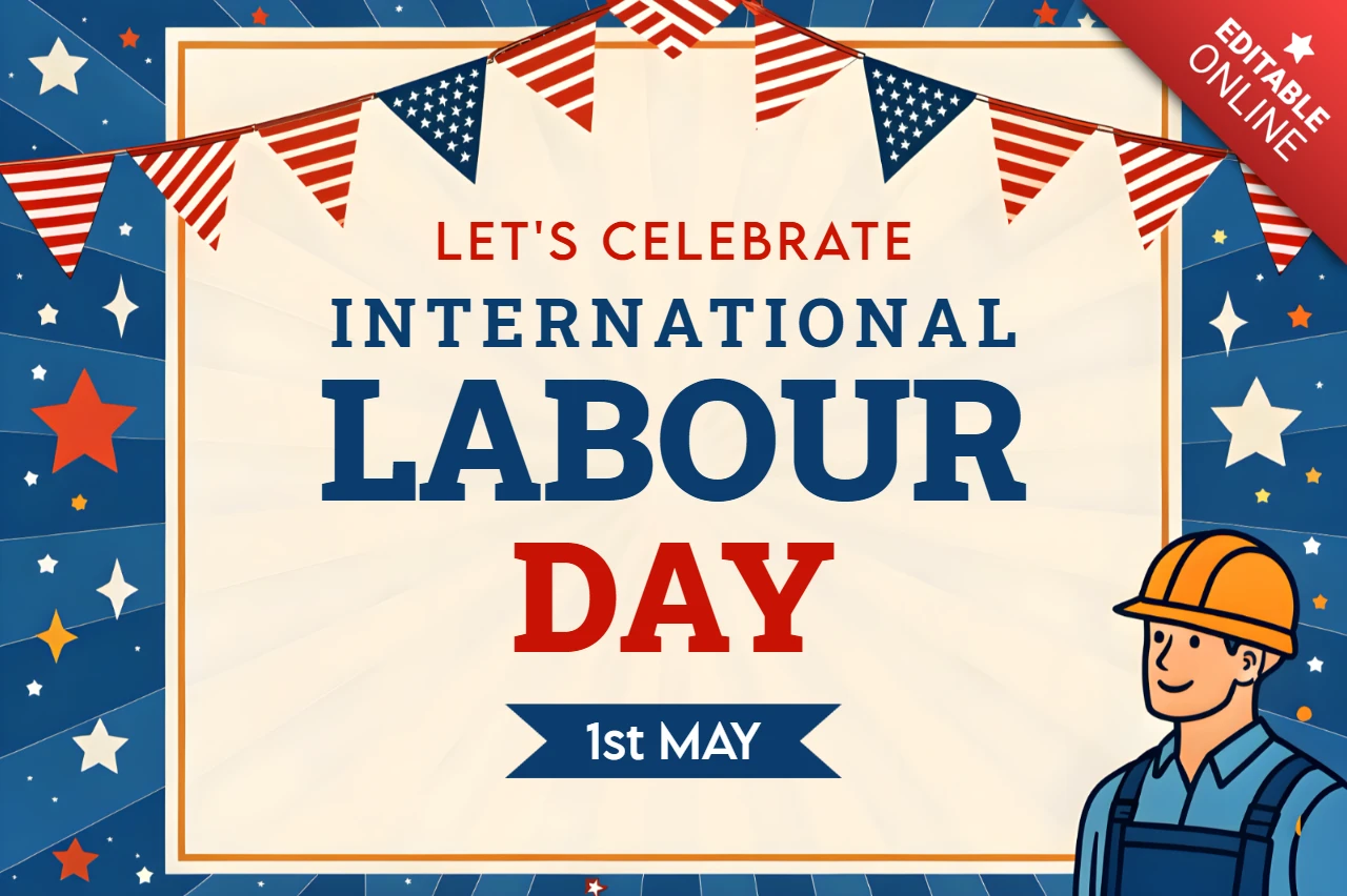 Plantilla de diseño de celebración festiva del día del trabajo - estilo gráfico editable