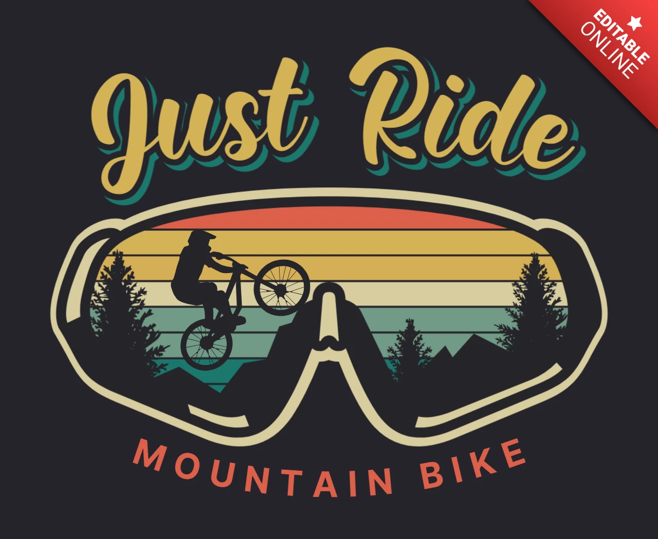 Modello di poster vintage Just ride mountain bike