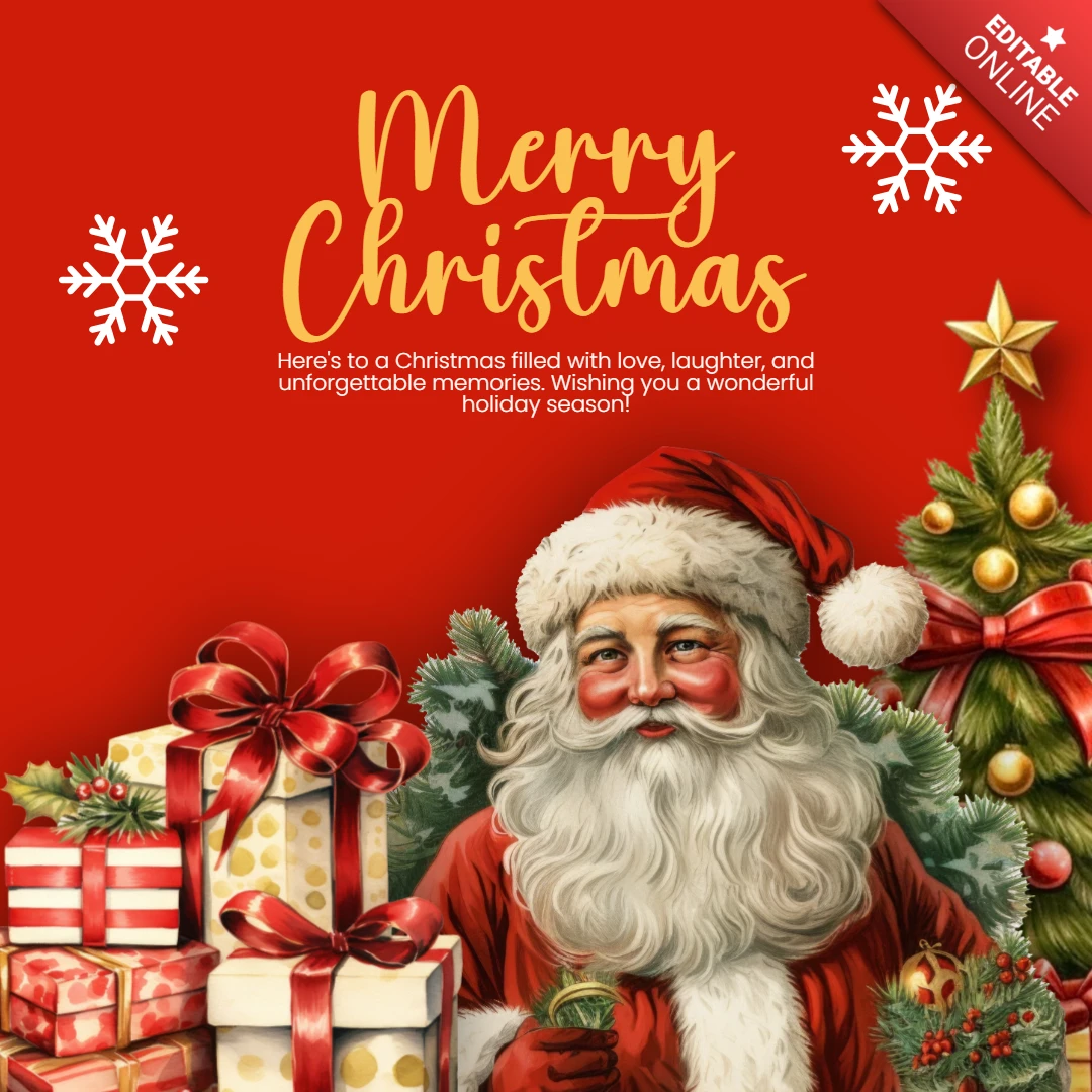 Red Simple Illustrative Merry Christmas Instagram Post Design