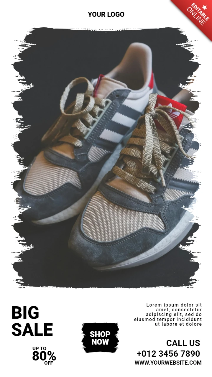 Modèle de conception de publication d'histoire sur les réseaux sociaux pour baskets streetwear