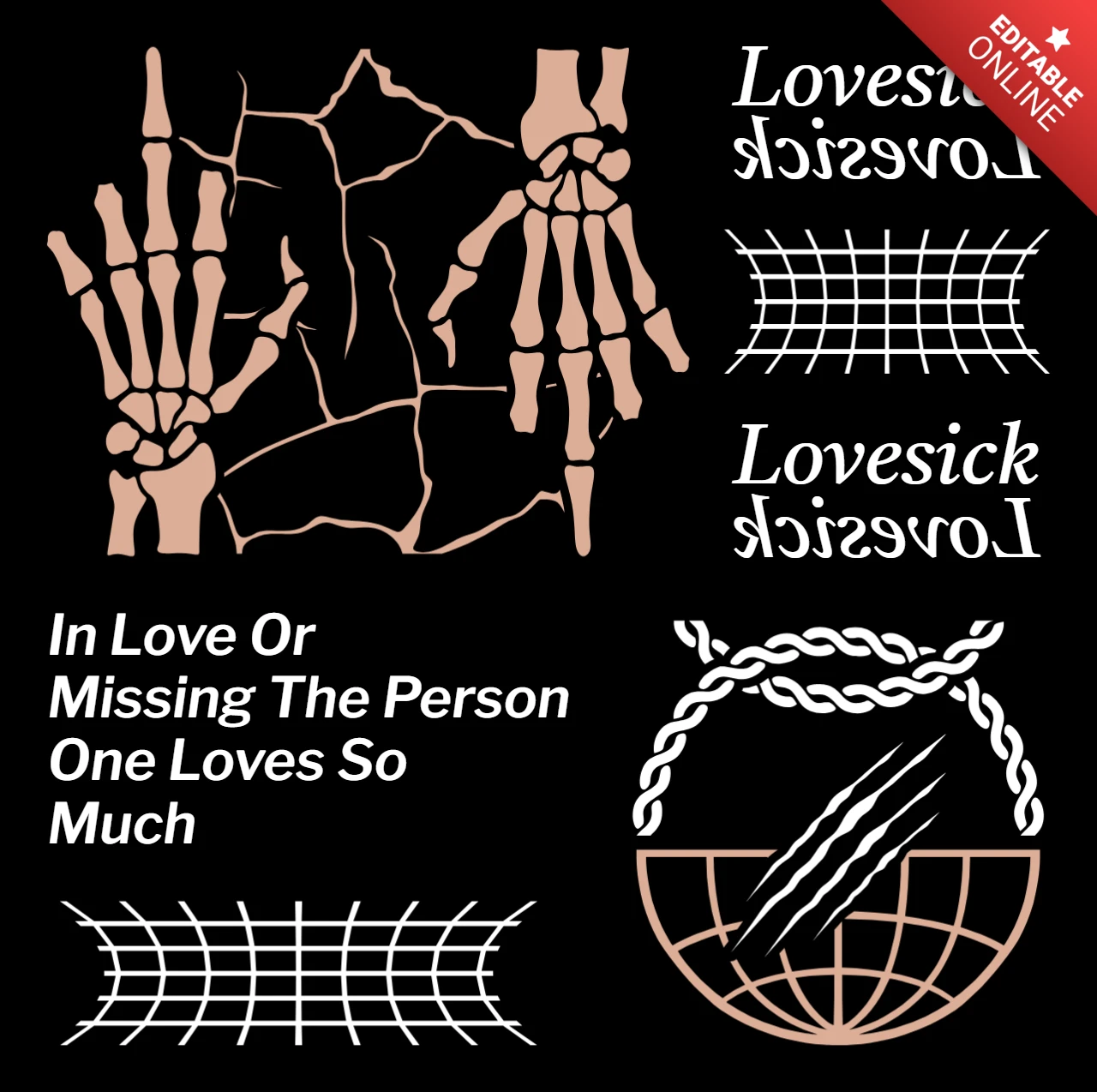 Lovesick Skeleton Graphic Design Template for Apparel and Merchandise