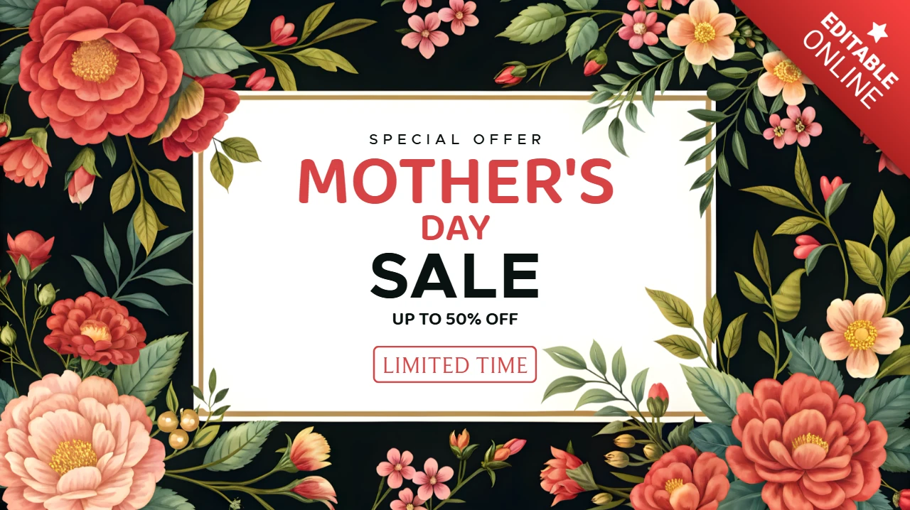 Elegante diseño de plantilla de venta floral para el día de la madre con promoción