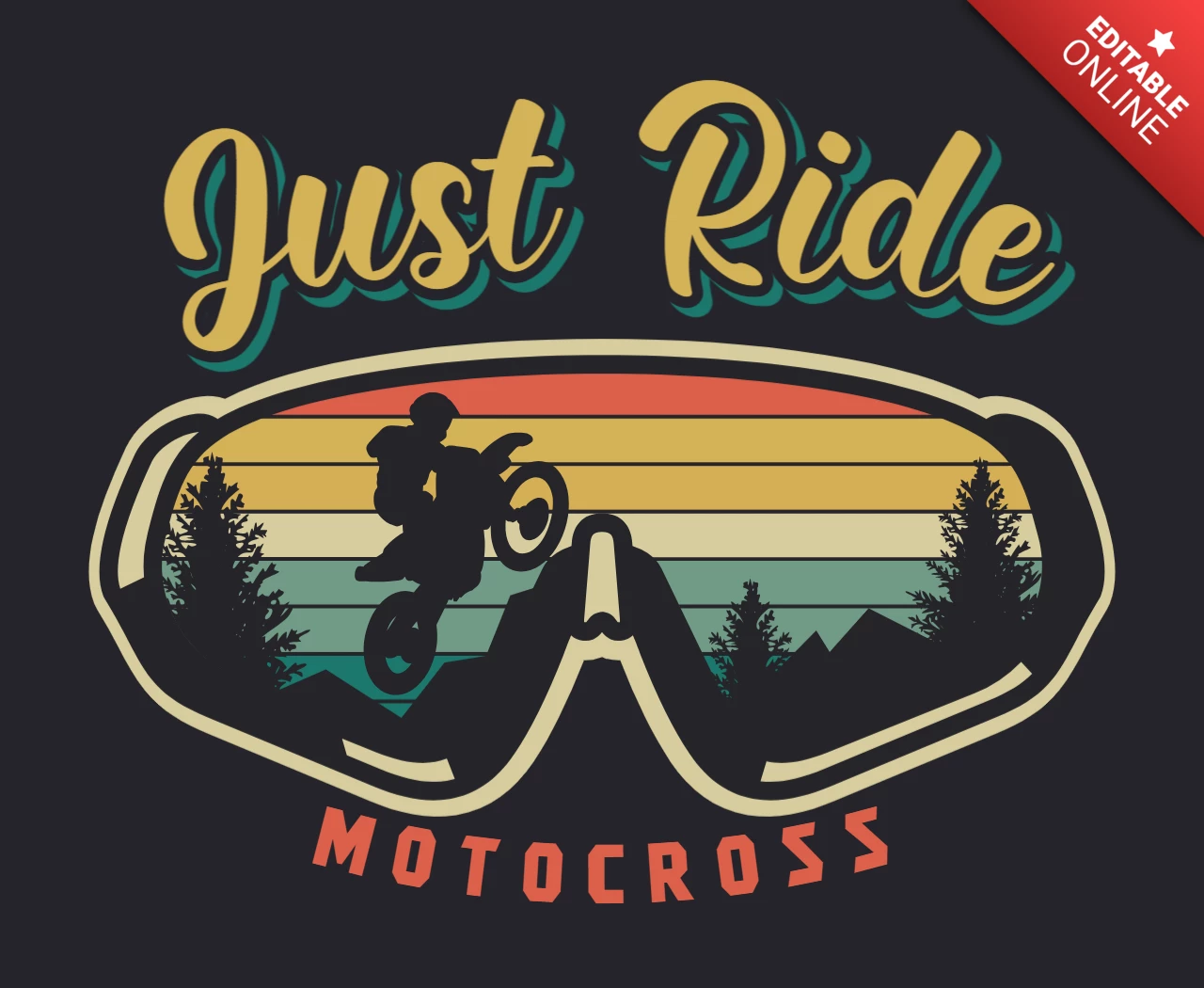 Just Ride Motocross Vintage Poster Design Template