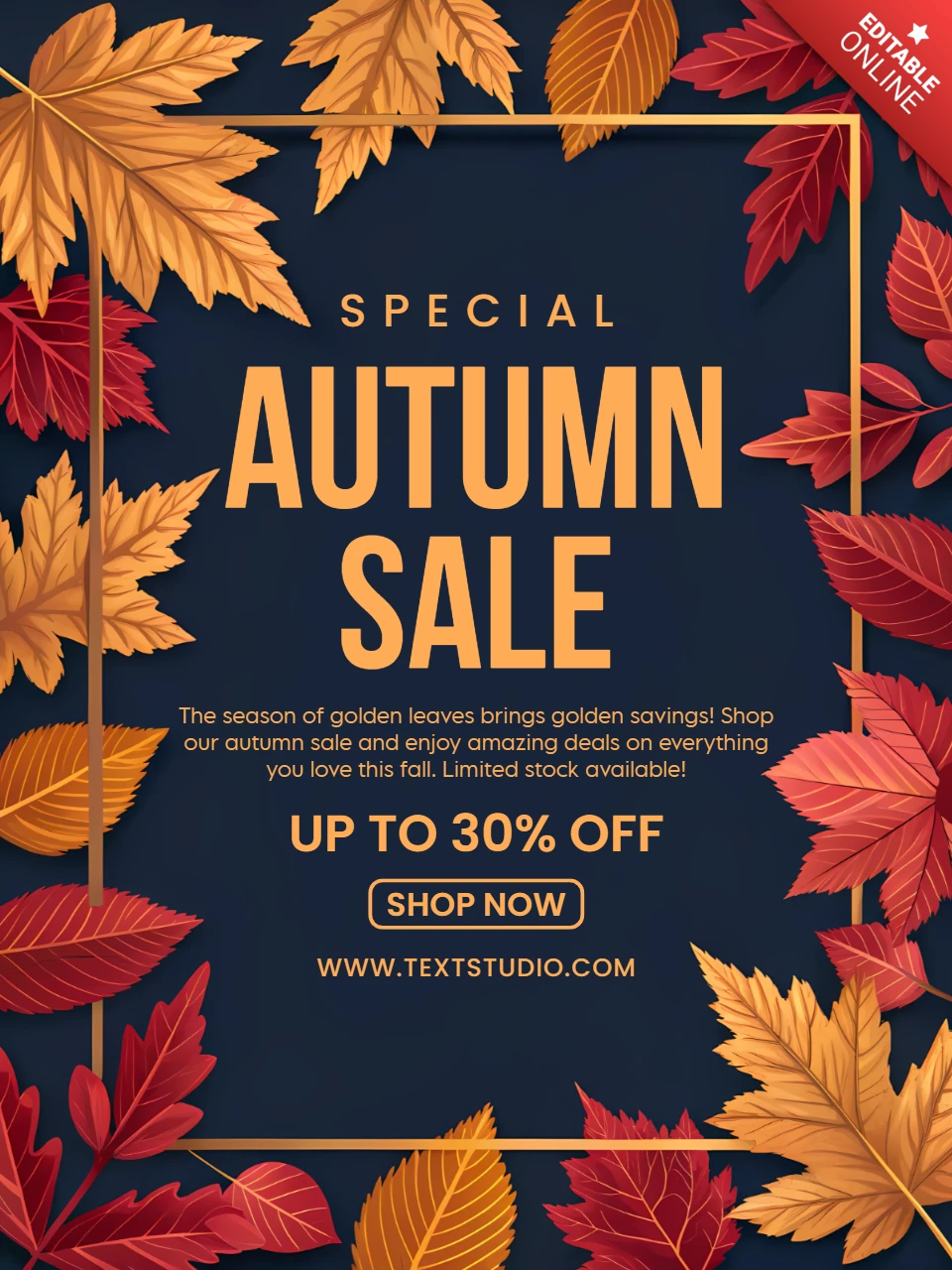 Herbstlaub-Verkauf Designvorlage für Werbeflyer