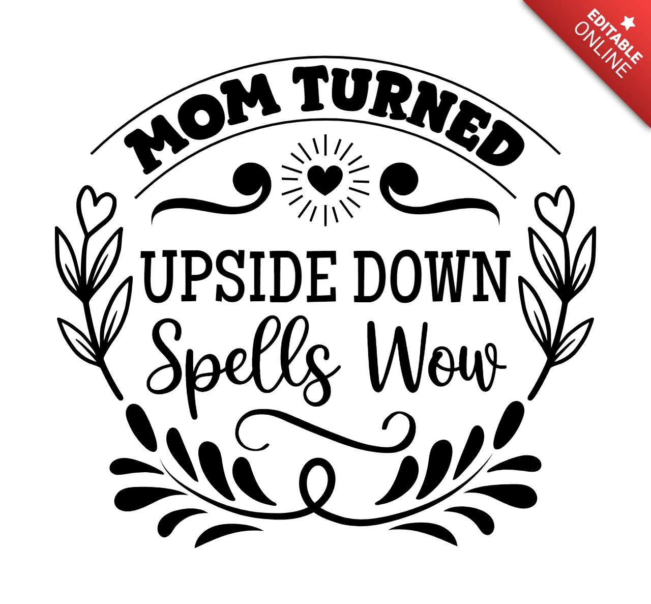 Mama ondersteboven t-shirt ontwerpsjabloon