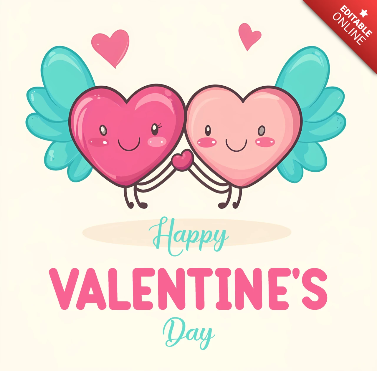 Modèle éditable pour le jour de la Saint-Valentin avec des cœurs mignons