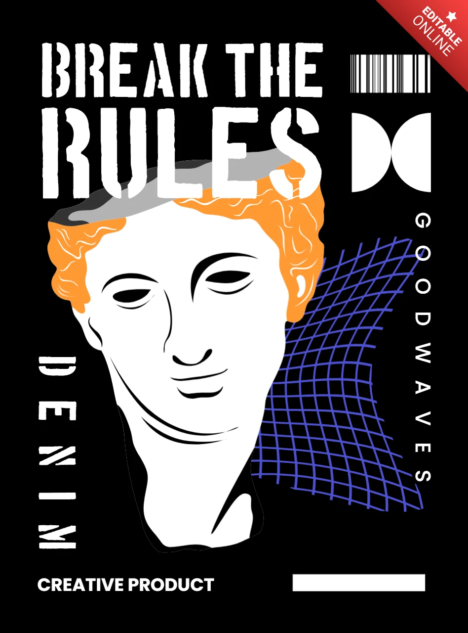 Modèle de design graphique moderne avec une statue abstraite pour le branding de vêtements
