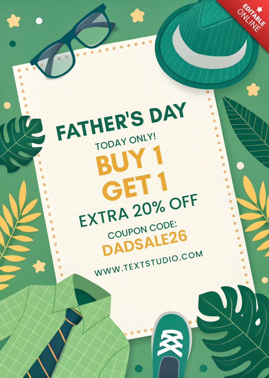 Father's Day Promotional Template Design with Tropical Elements