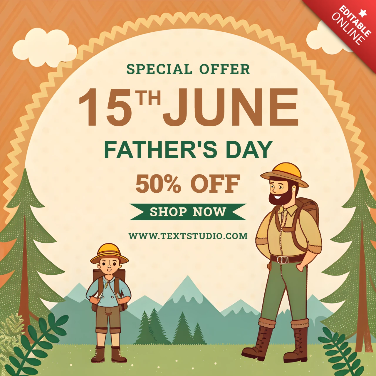 Modello di design per la vendita della festa del papà: stile retrò giocoso per offerte speciali