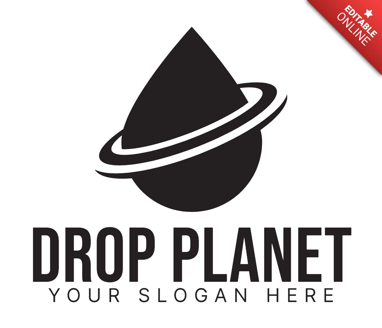 Drop Planet Logo Design Template Black