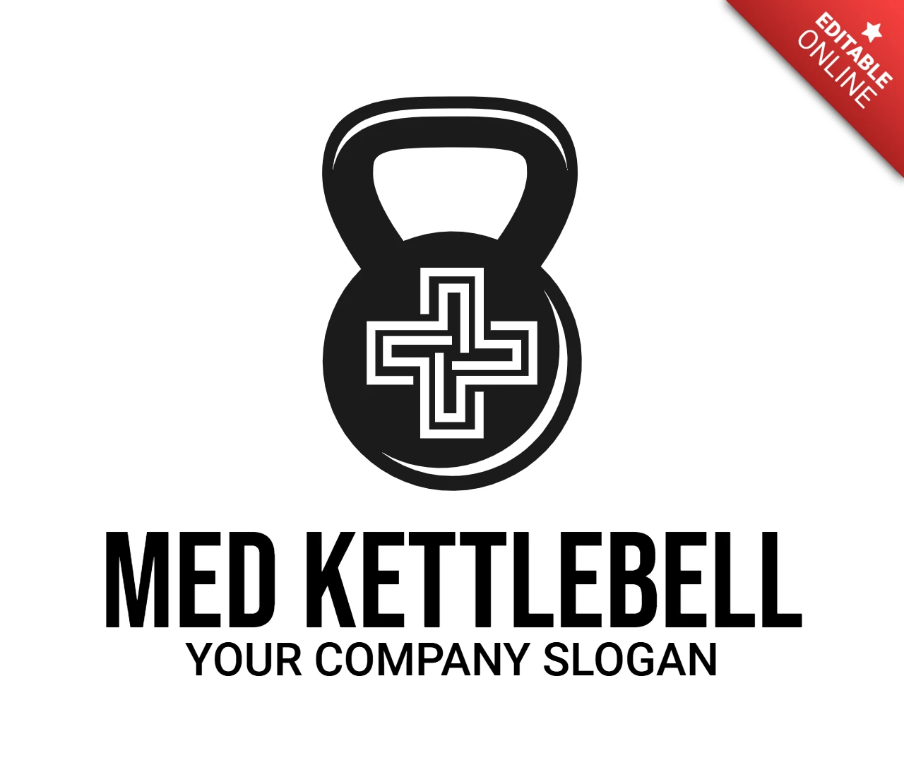 Med kettlebell logo design Vorlage