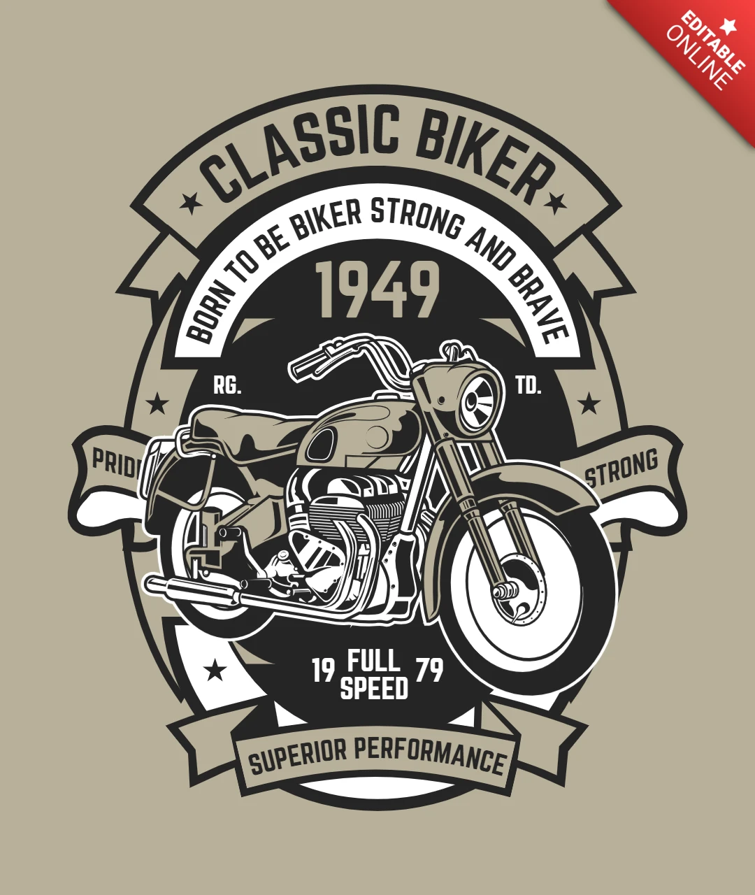 クラシックなバイカーTシャツのデザインテンプレート