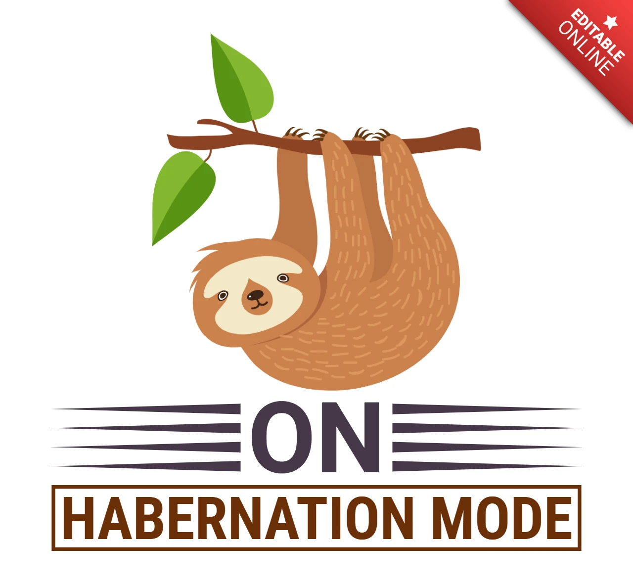 On Hibernation Mode Relaxing Sloth T-Shirt Design Template