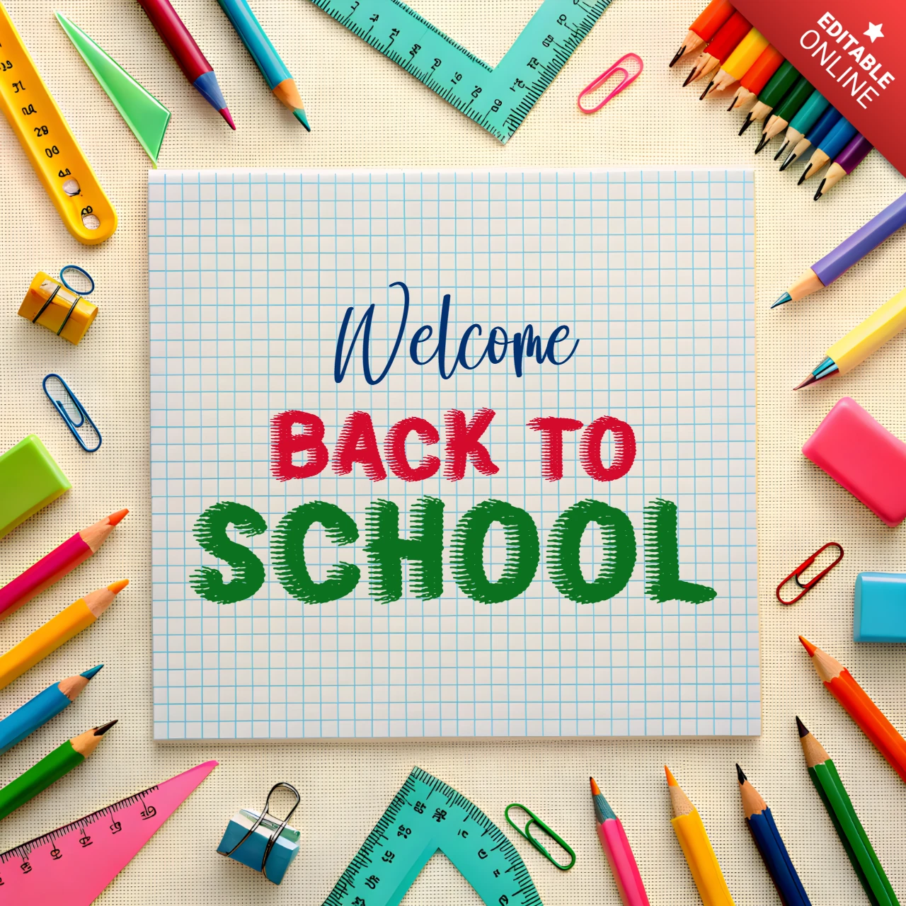 Plantilla de diseño de bienvenida de regreso a clases para volantes educativos