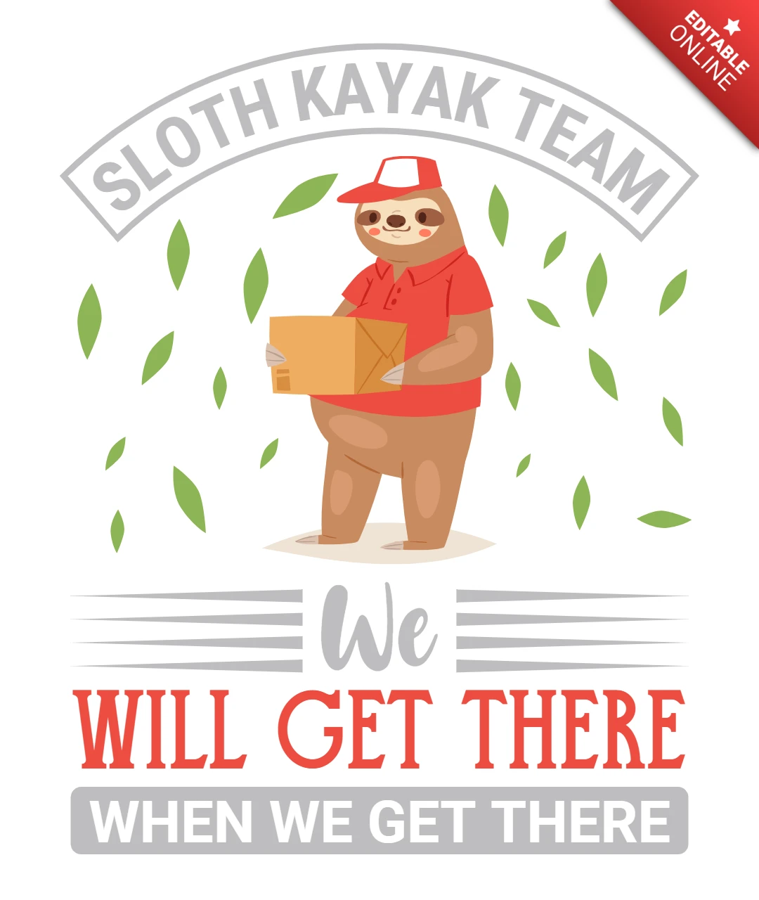 Playful Sloth Kayak Team Design Template for Fun and Quirky Projects