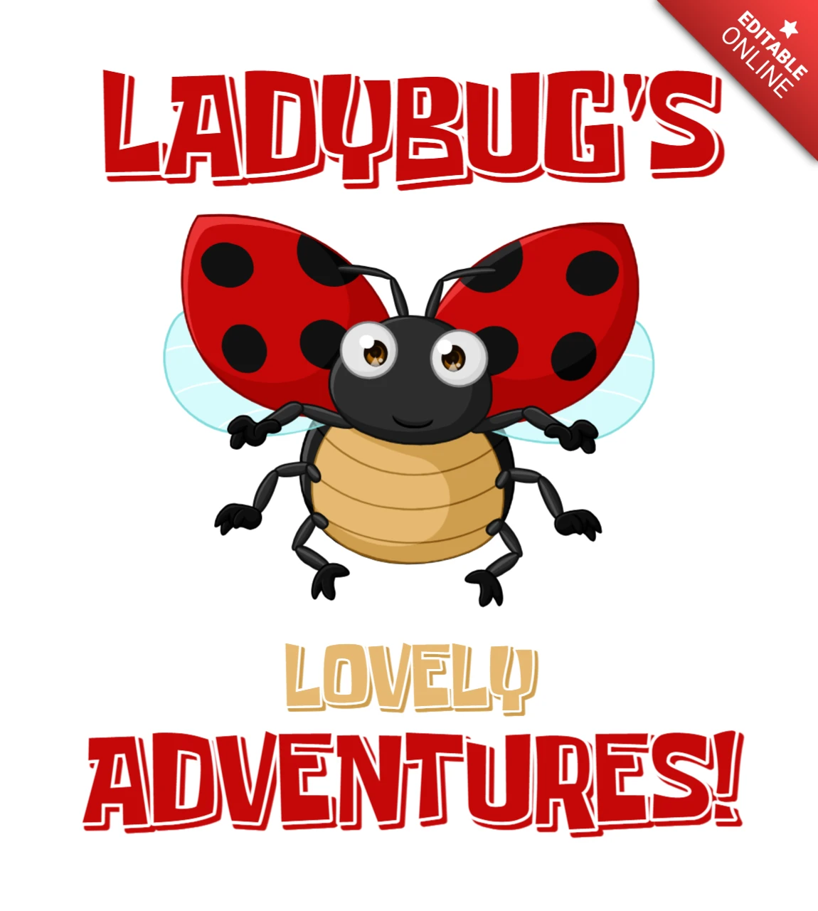 Ladybug's Lovely Adventures Design Template for Kids Book Cover