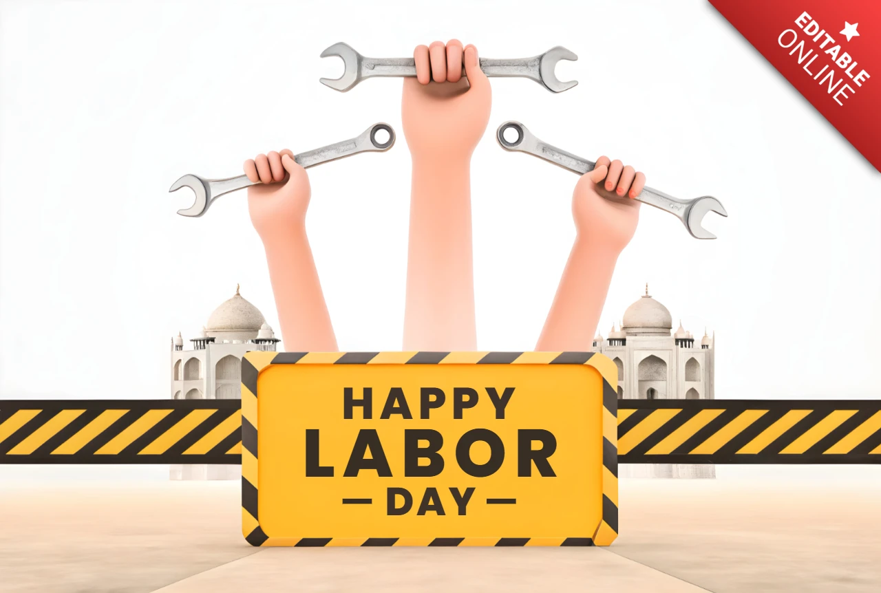 Happy Labor Day Design Template with Cartoon Style Graphics